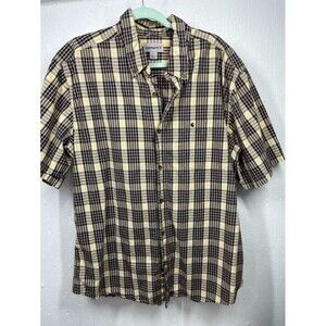 CARHARTT MENS XLARGE SHORT SLEEVE BROWN YELLOW CHECK SHIRT RELAXED FIT
